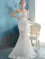 Stunning Beach Wedding Dresses 2016 Mermaid Strapless Applique Lace Flowers Detachable Train Bridal Gown
